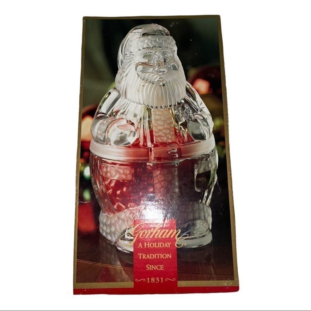 Gorham Holiday Traditions Crystal Santa Treat Jar